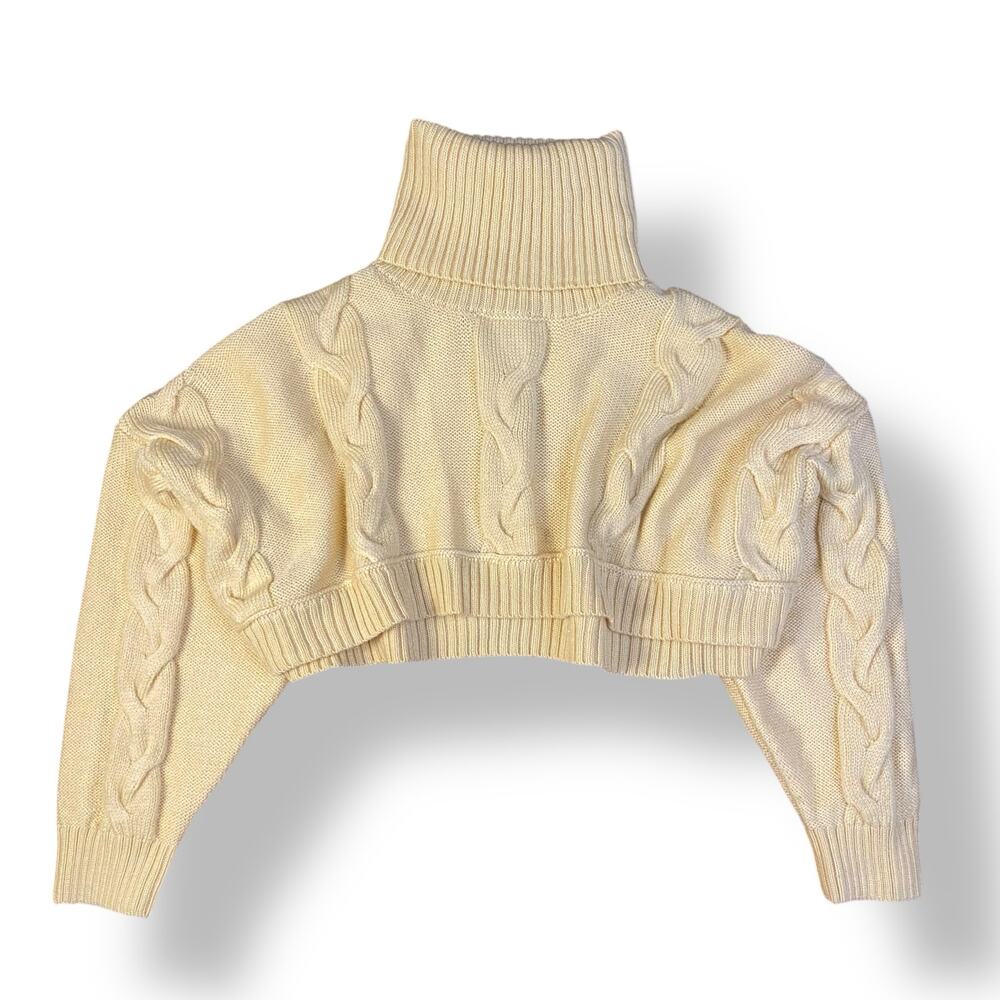 Urban Outfitters Cropped Turtleneck Sweater Womens Size L Yellow‎